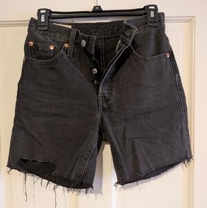 Black Distressed Women's Levis 501 Denim Shorts